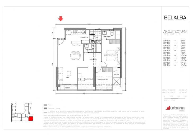 Plano del modelo A-X04 del proyecto Belalba en Pueblo Libre
