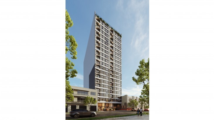 Fachada principal del proyecto Ativo en Breña