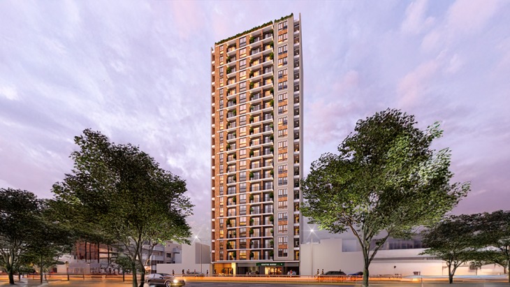 Fachada principal del proyecto Tracciato en San Luis