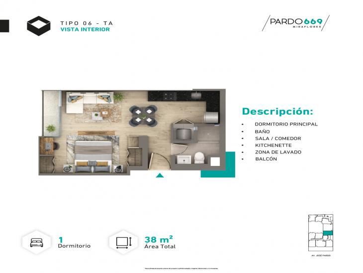 Plano del modelo Tipo 6-A del proyecto PARDO 669 en Miraflores
