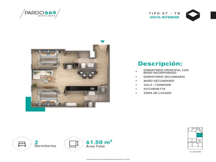 Plano del modelo Tipo 7-B del proyecto PARDO 669 en Miraflores