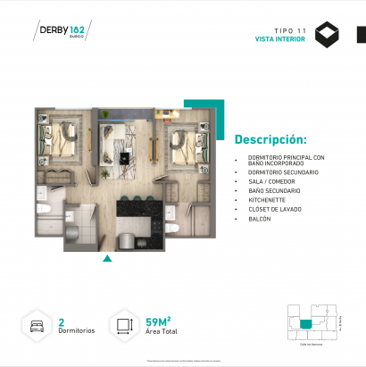 Plano del modelo Tipo X11 del proyecto DERBY 182 en Santiago De Surco