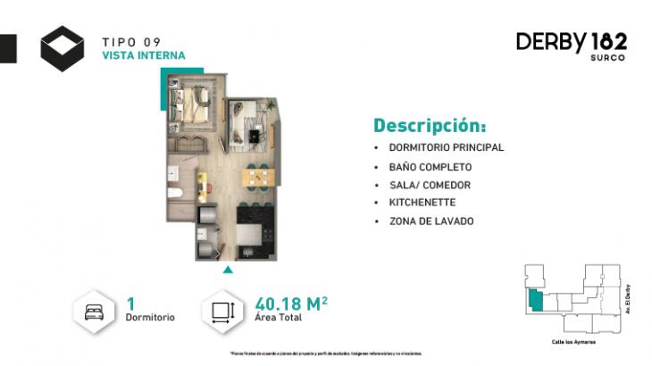 Plano del modelo Tipo X09C del proyecto DERBY 182 en Santiago De Surco