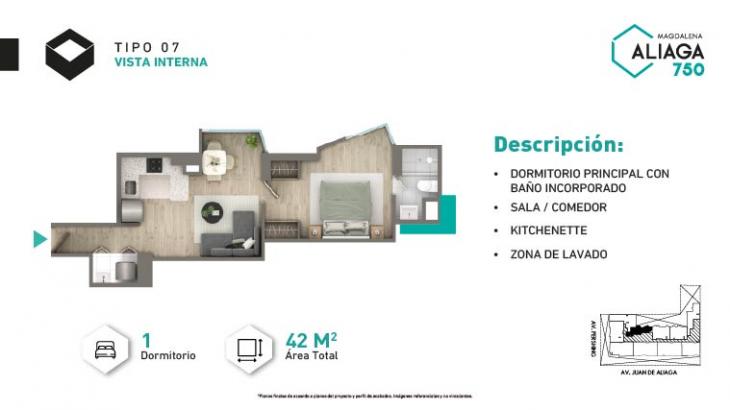 Plano del modelo Tipo 7 del proyecto ALIAGA 750 en Magdalena Del Mar