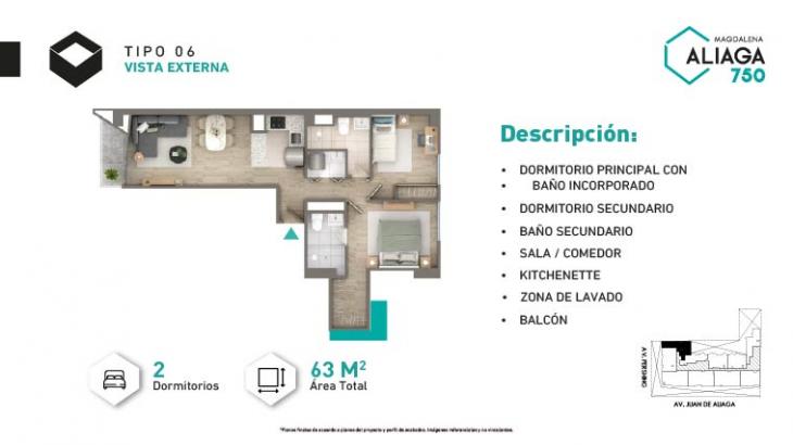Plano del modelo Tipo 6 del proyecto ALIAGA 750 en Magdalena Del Mar
