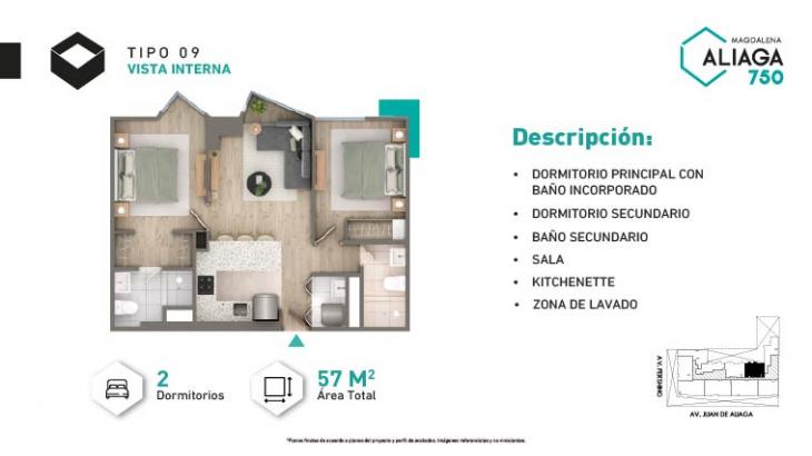 Plano del modelo Tipo 9 del proyecto ALIAGA 750 en Magdalena Del Mar