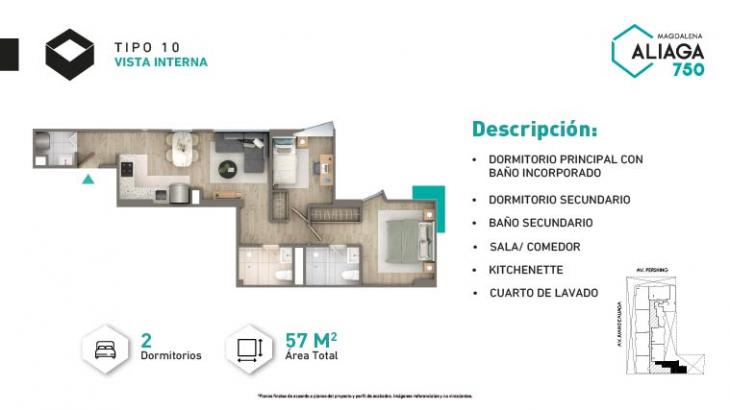Plano del modelo Tipo 10 del proyecto ALIAGA 750 en Magdalena Del Mar