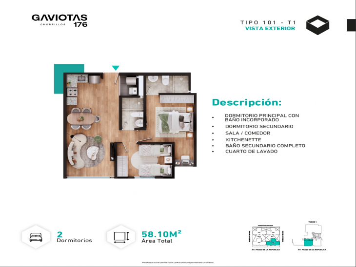Plano del modelo T1-101 del proyecto GAVIOTAS en Chorrillos