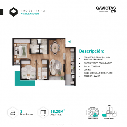 Plano del modelo T1-X05-A del proyecto GAVIOTAS en Chorrillos