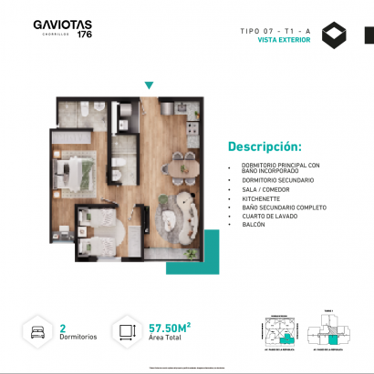 Plano del modelo T1-X07-A del proyecto GAVIOTAS en Chorrillos