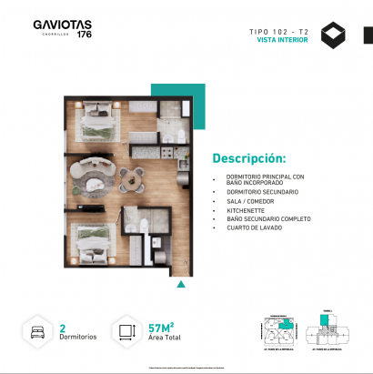 Plano del modelo T2-102 del proyecto GAVIOTAS en Chorrillos