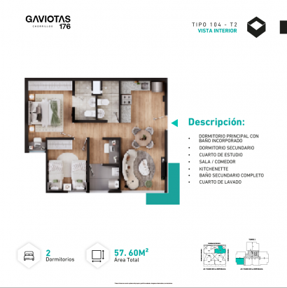 Plano del modelo T2-104 del proyecto GAVIOTAS en Chorrillos