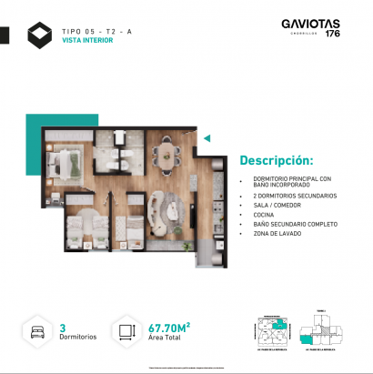 Plano del modelo T2-X05-B del proyecto GAVIOTAS en Chorrillos