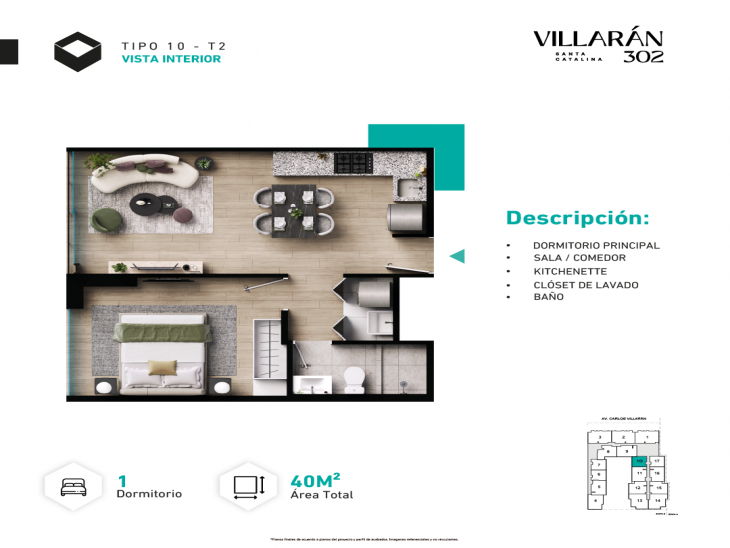 Plano del modelo Tipo-X10-T2 del proyecto VILLARÁN en La Victoria