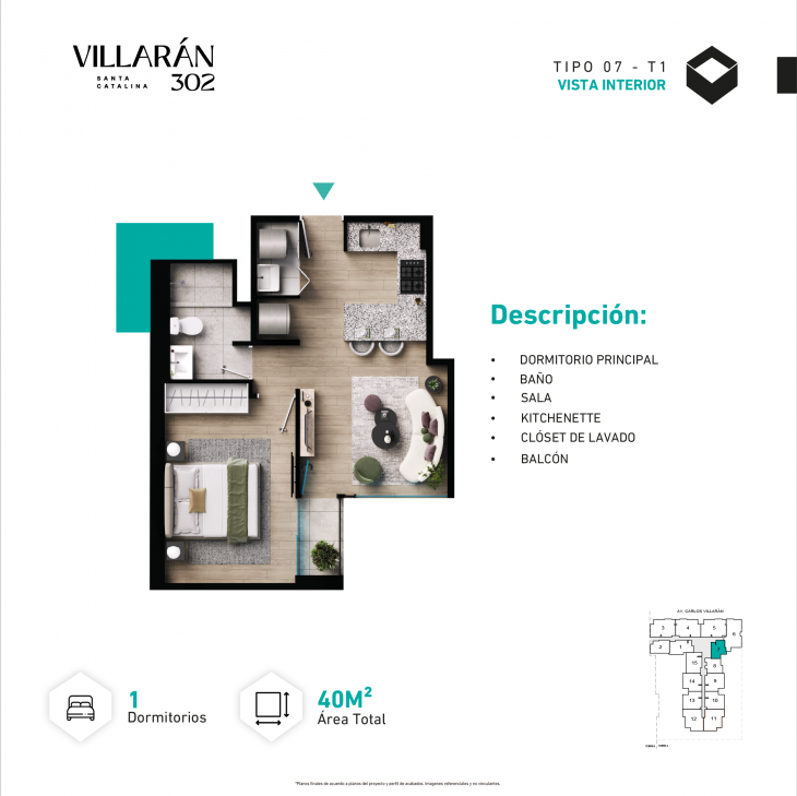 Plano del modelo Tipo-X07-T1 del proyecto VILLARÁN en La Victoria