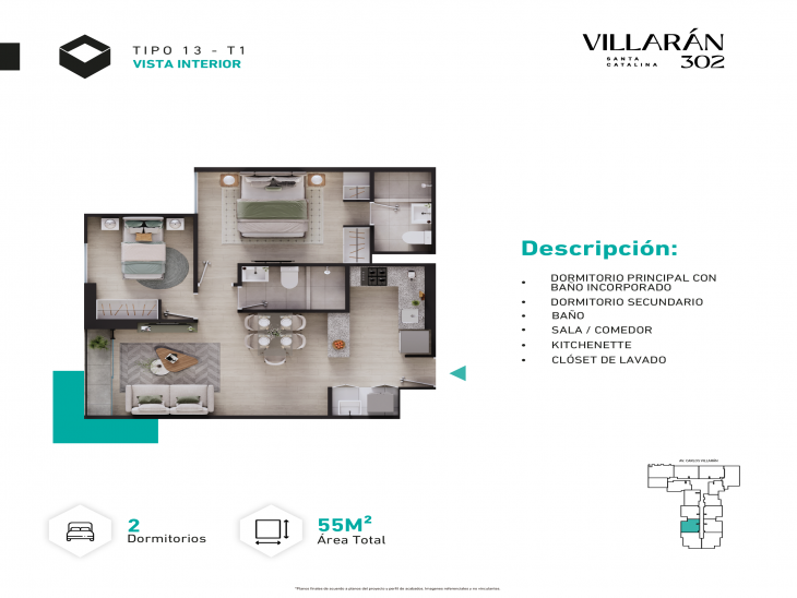 Plano del modelo Tipo-X13-T1 del proyecto VILLARÁN en La Victoria
