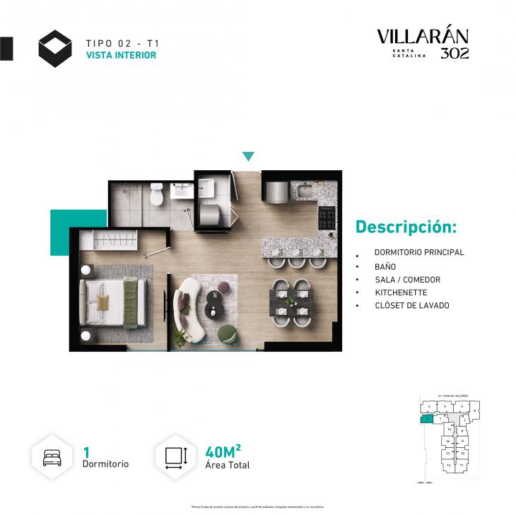 Plano del modelo Tipo-X02-T1 del proyecto VILLARÁN en La Victoria