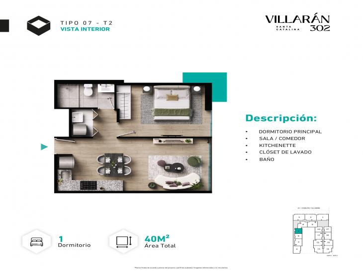 Plano del modelo Tipo-X07-T2 del proyecto VILLARÁN en La Victoria