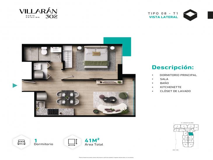 Plano del modelo Tipo-X08-T1 del proyecto VILLARÁN en La Victoria