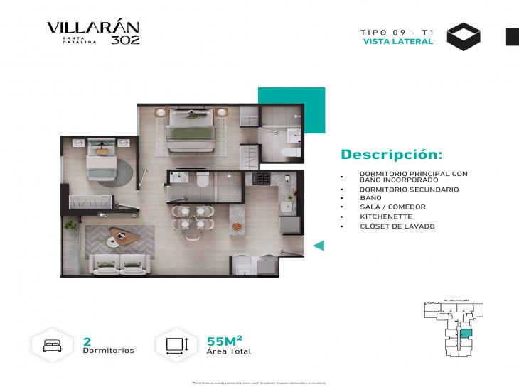 Plano del modelo Tipo-X09-T1 del proyecto VILLARÁN en La Victoria