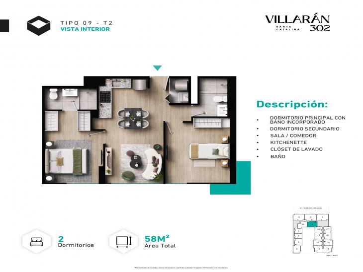 Plano del modelo Tipo-X09-T2 del proyecto VILLARÁN en La Victoria