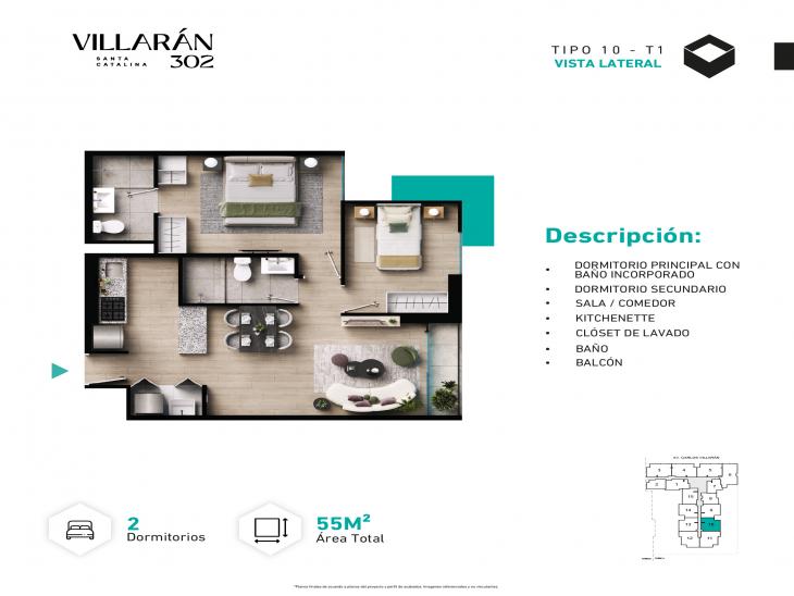 Plano del modelo Tipo-X10-T1 del proyecto VILLARÁN en La Victoria