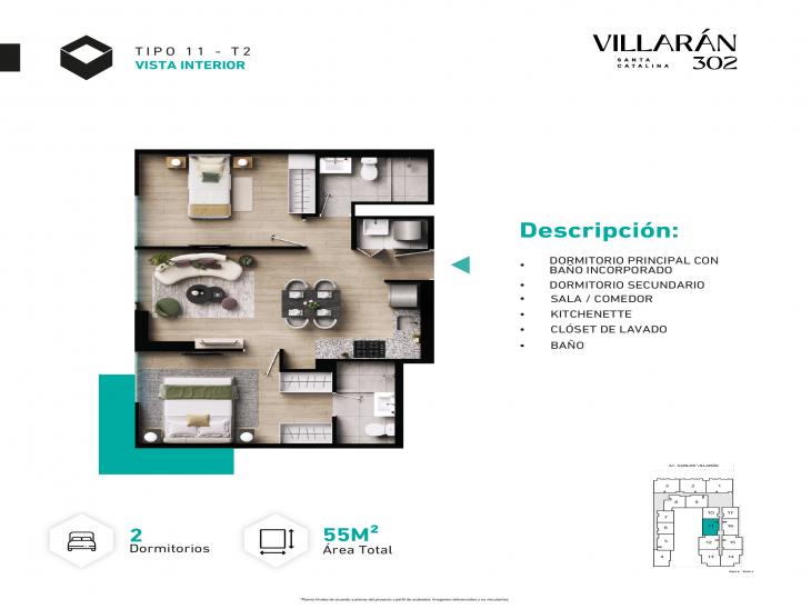 Plano del modelo Tipo-X11-T2 del proyecto VILLARÁN en La Victoria