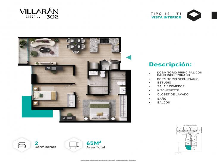 Plano del modelo Tipo-X12-T1 del proyecto VILLARÁN en La Victoria