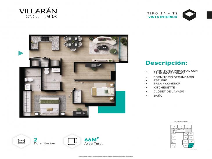Plano del modelo Tipo-X14-T2 del proyecto VILLARÁN en La Victoria