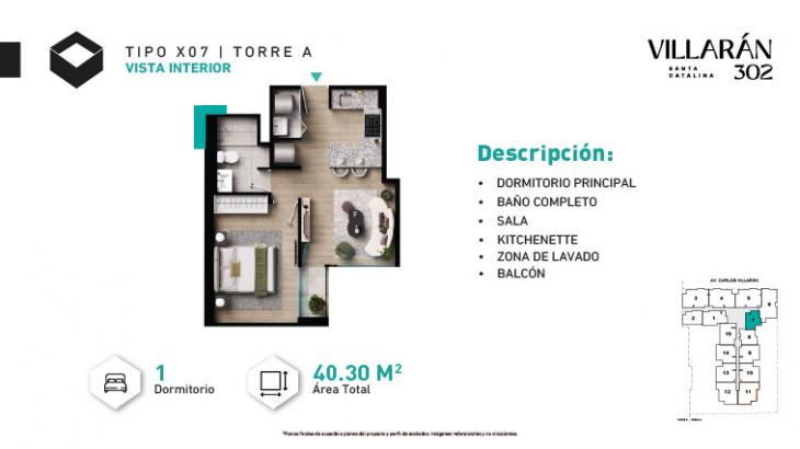 Plano del modelo Tipo-X07-T1 del proyecto VILLARÁN en La Victoria