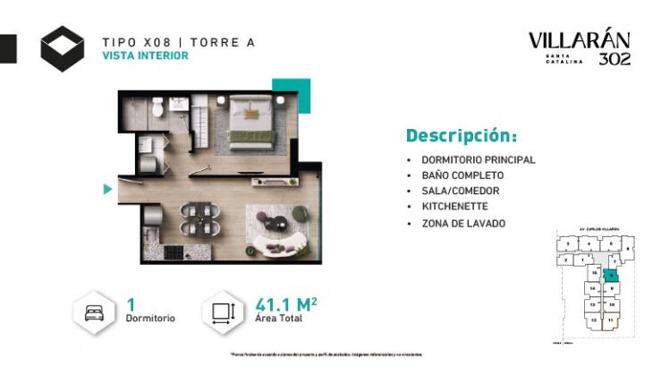 Plano del modelo Tipo-X08-T1 del proyecto VILLARÁN en La Victoria