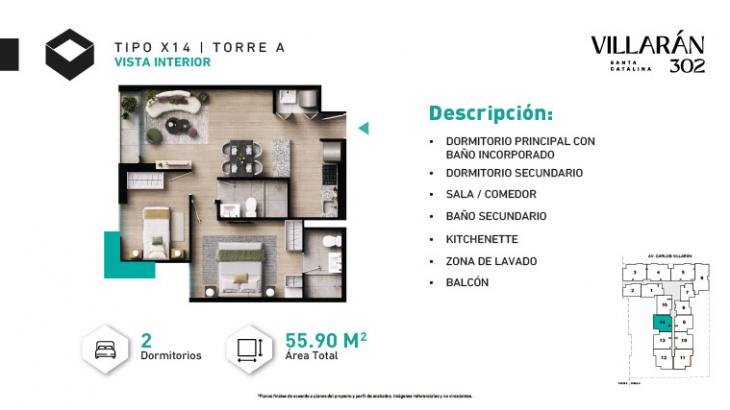 Plano del modelo Tipo-X14-T1 del proyecto VILLARÁN en La Victoria
