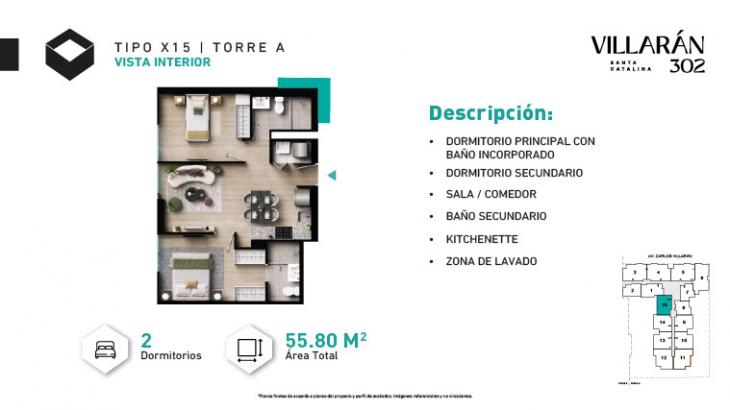 Plano del modelo Tipo-X15-T1 del proyecto VILLARÁN en La Victoria