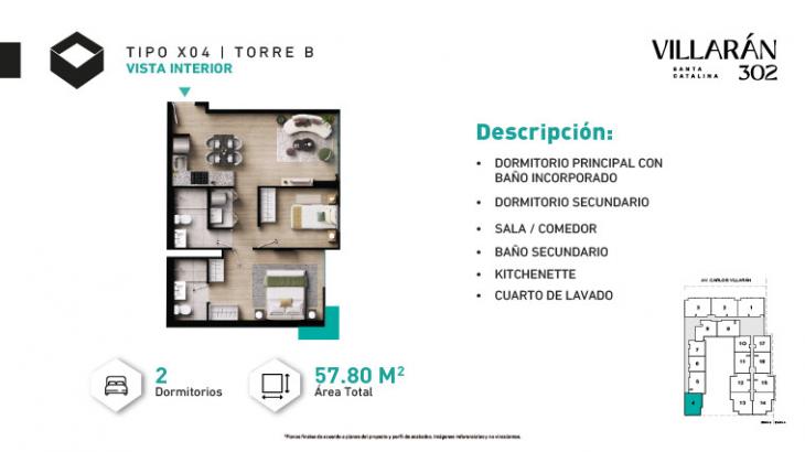 Plano del modelo Tipo-X04-T2 del proyecto VILLARÁN en La Victoria