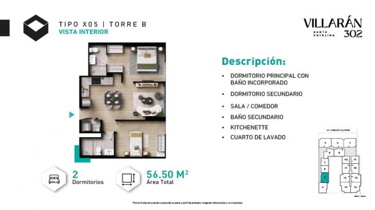 Plano del modelo Tipo-X05-T2 del proyecto VILLARÁN en La Victoria