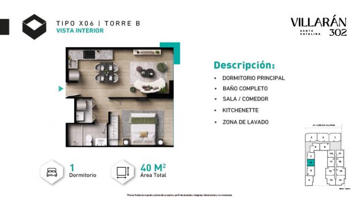 Plano del modelo Tipo-X06-T2 del proyecto VILLARÁN en La Victoria