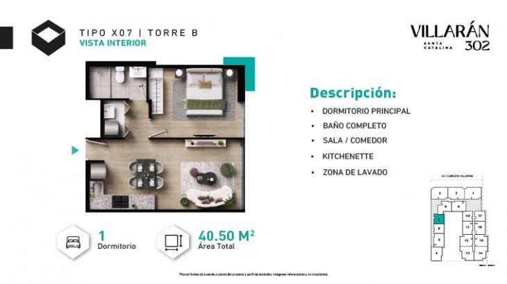 Plano del modelo Tipo-X07-T2 del proyecto VILLARÁN en La Victoria