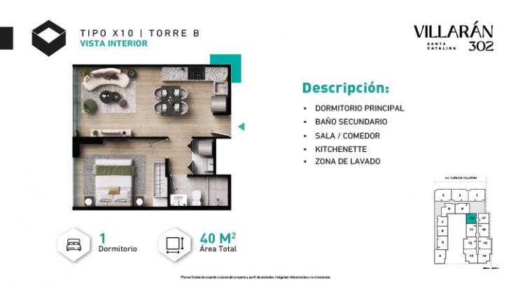 Plano del modelo Tipo-X10-T2 del proyecto VILLARÁN en La Victoria