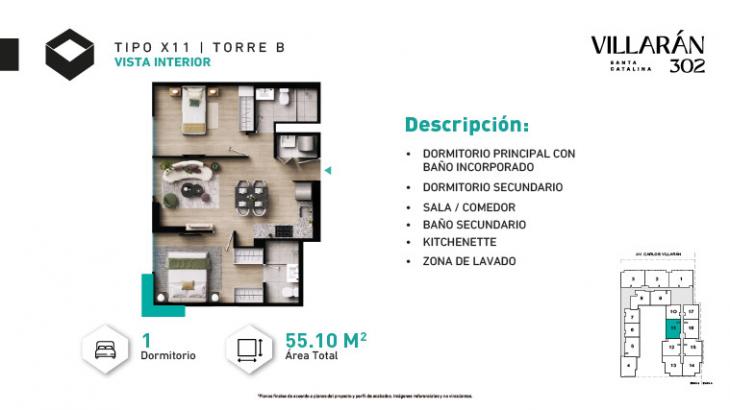 Plano del modelo Tipo-X11-T2 del proyecto VILLARÁN en La Victoria