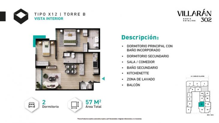 Plano del modelo Tipo-X12-T2 del proyecto VILLARÁN en La Victoria