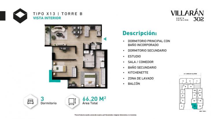 Plano del modelo Tipo-X13-T2 del proyecto VILLARÁN en La Victoria