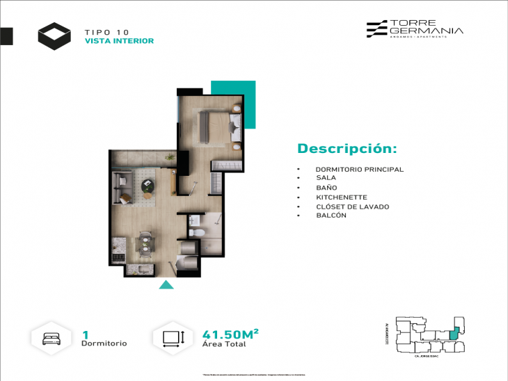Plano del modelo P22-P23-X10 del proyecto TORRE GERMANIA en Surquillo