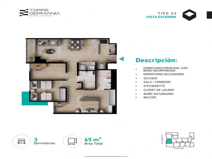 Plano del modelo P19-P20-X03 del proyecto TORRE GERMANIA en Surquillo