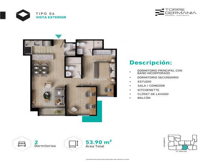 Plano del modelo P3-X06 del proyecto TORRE GERMANIA en Surquillo