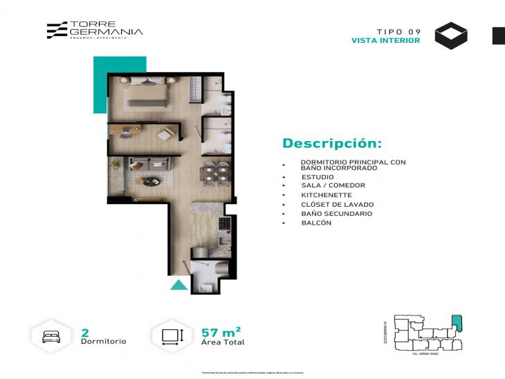 Plano del modelo P19-P20-X09 del proyecto TORRE GERMANIA en Surquillo