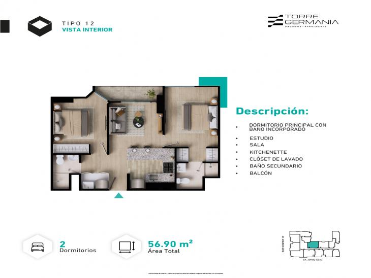 Plano del modelo P4-P18-X12 del proyecto TORRE GERMANIA en Surquillo