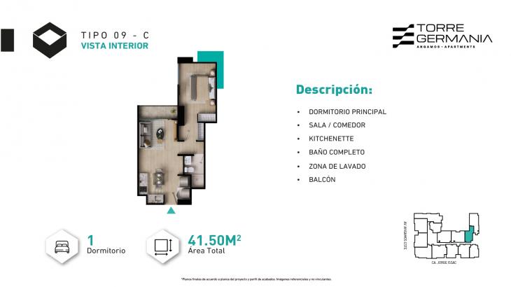 Plano del modelo P4-P18-X10 del proyecto TORRE GERMANIA en Surquillo
