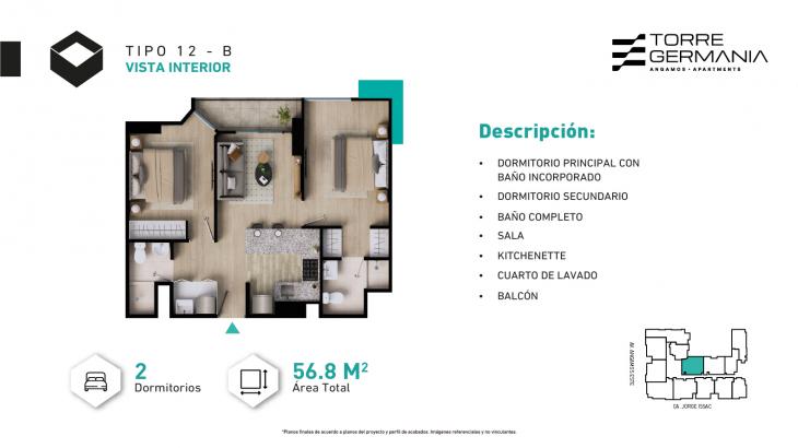 Plano del modelo P22-P23-X12 del proyecto TORRE GERMANIA en Surquillo