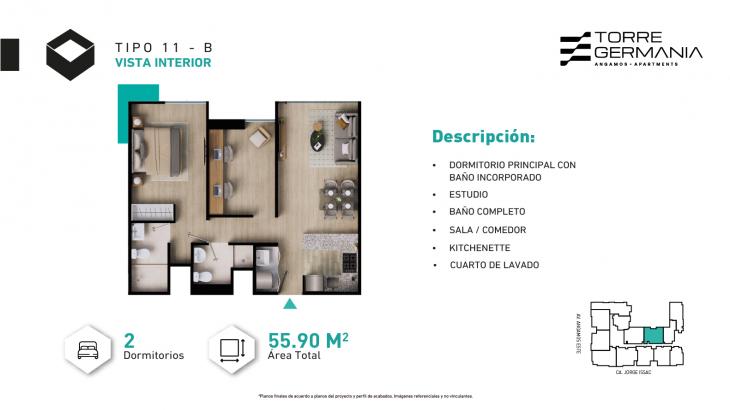 Plano del modelo P22-P23-X11 del proyecto TORRE GERMANIA en Surquillo