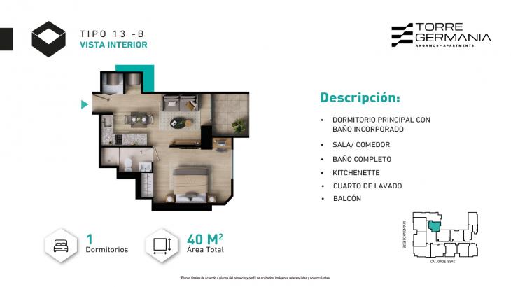 Plano del modelo P4-P18-X13 del proyecto TORRE GERMANIA en Surquillo